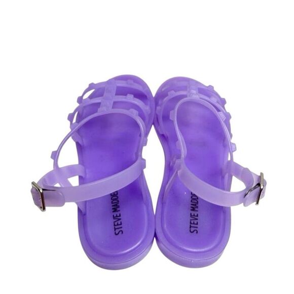 Steve Madden Jelly Sandals Kids Size 4 Purple Strappy Open Toe Jtripper - Picture 4 of 6